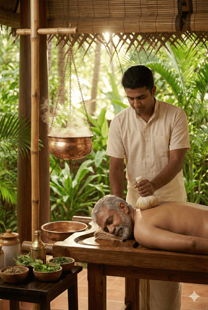 Pottali Swedan herbal bolus Panchakarma detox therapy at Sharmayu Clinic Virar